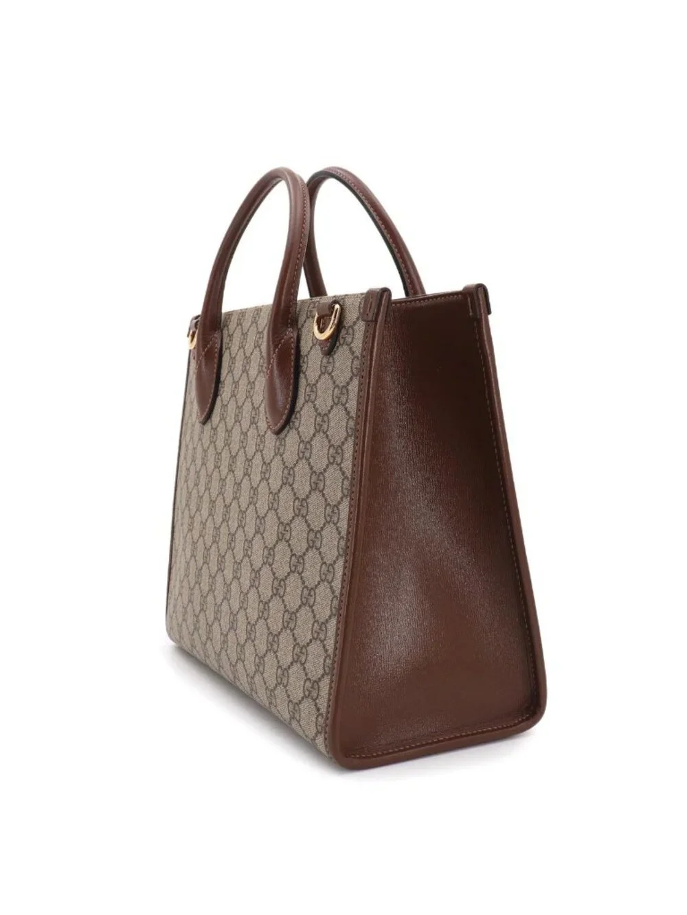 Gucci Interlocking Small 2-Way Tote Shoulder Bag GG Supreme Leather Beige - Picture 3 of 10